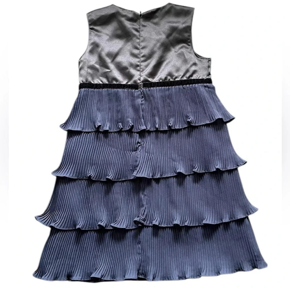 Gymboree girls blue sleeveless satin tiered dress size 4 fully lined